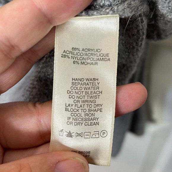 DKNY JEANS | Long Sleeve Gray Open Weave Hooded Sweater | Size L - Picture 7 of 8